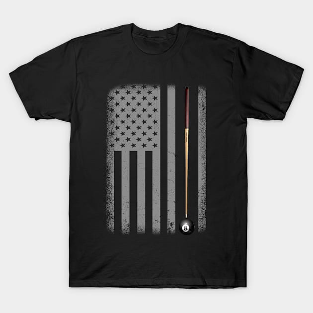 Billiard American Flag Eight Ball Stick T-Shirt by Hiep Nghia